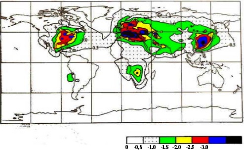 Geografska raspodjela utjecaja sulfatnih aerosola